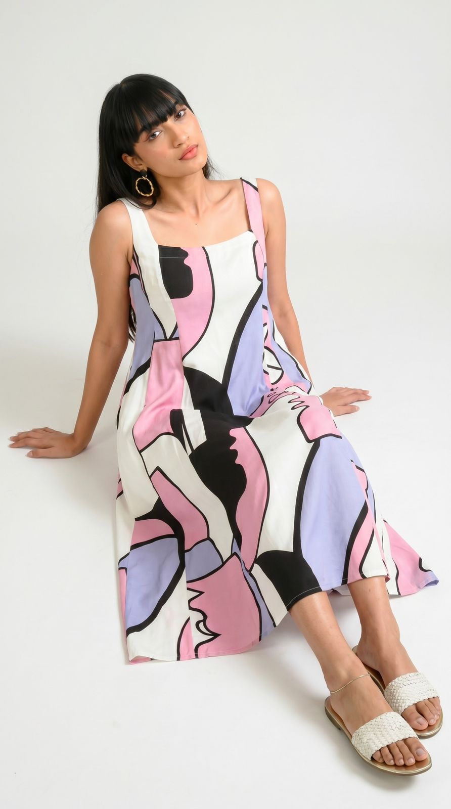 Picasso-Inspired Flared Dress - Etiquette Apparel