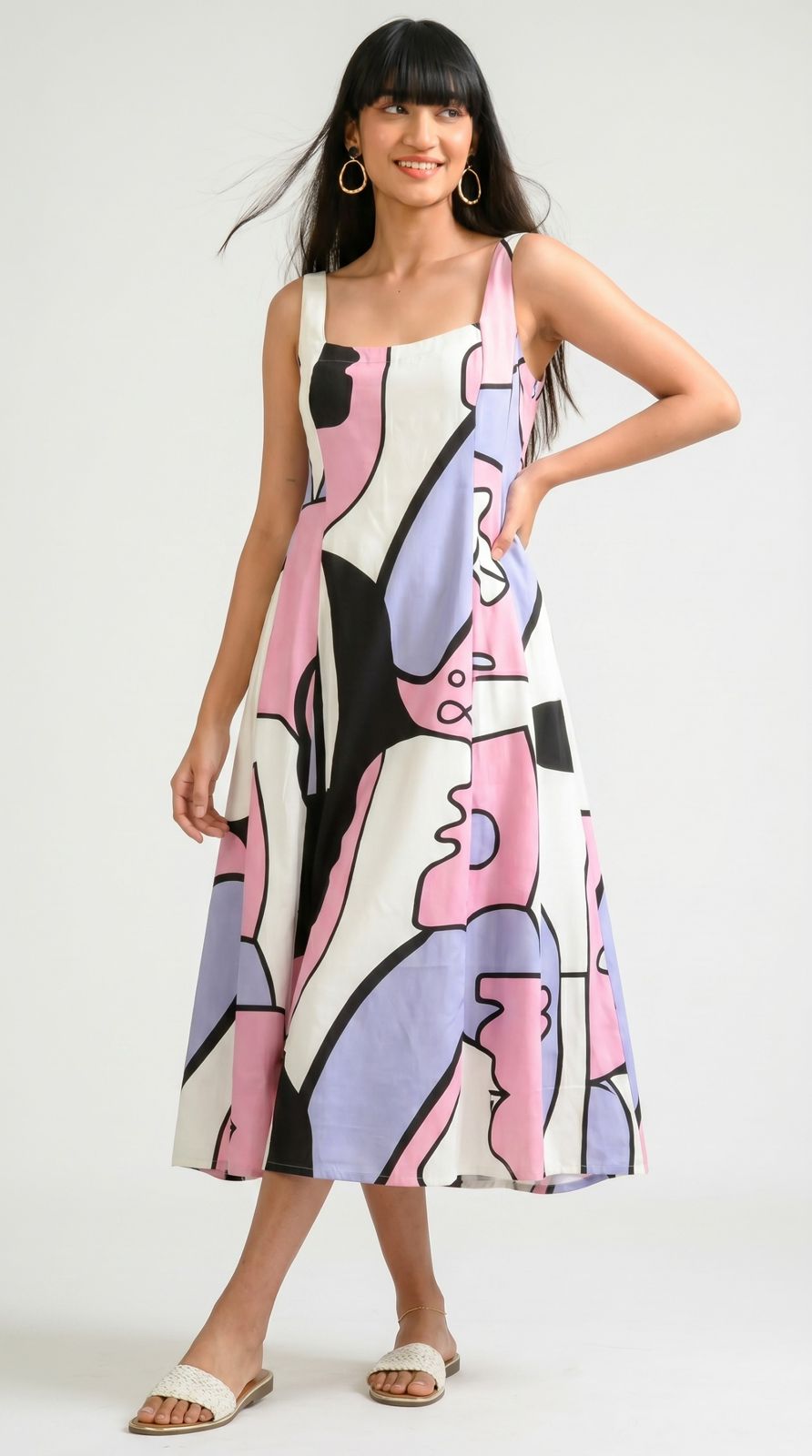 Picasso-Inspired Flared Dress - Etiquette Apparel