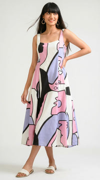 Picasso-Inspired Flared Dress - Etiquette Apparel