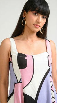 Picasso-Inspired Flared Dress - Etiquette Apparel