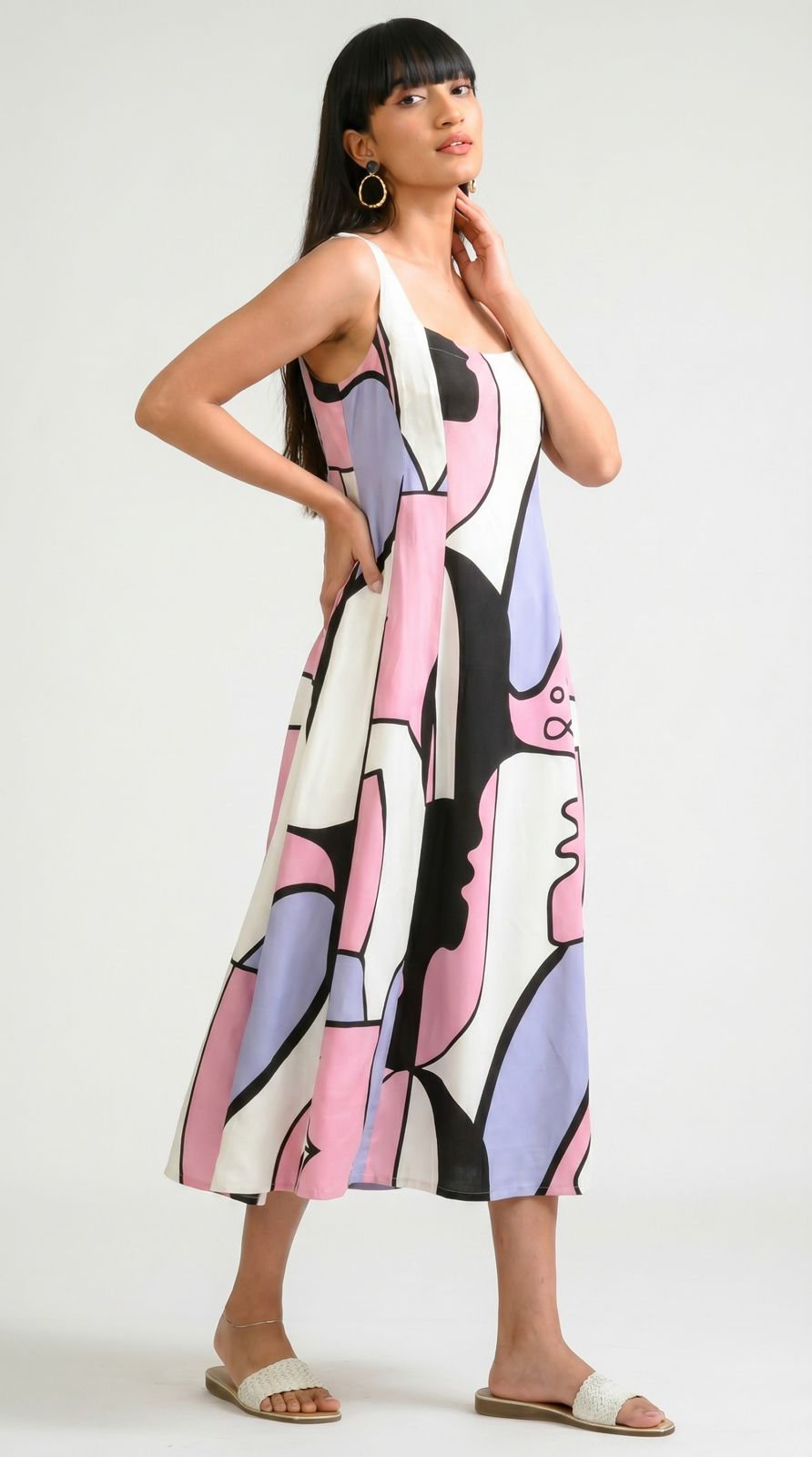 Picasso-Inspired Flared Dress - Etiquette Apparel