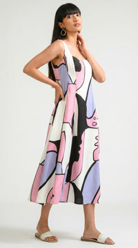 Picasso-Inspired Flared Dress - Etiquette Apparel