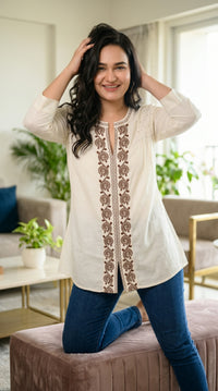 Modern Ease Embroidered Top - Etiquette Apparel