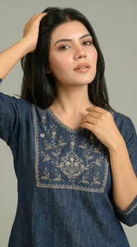 Rustic Yoke Denim Top - Etiquette Apparel