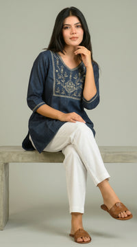 Rustic Yoke Denim Top - Etiquette Apparel