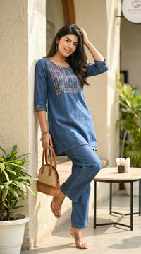 Denim Meets Heritage Co-ord Set - Etiquette Apparel 