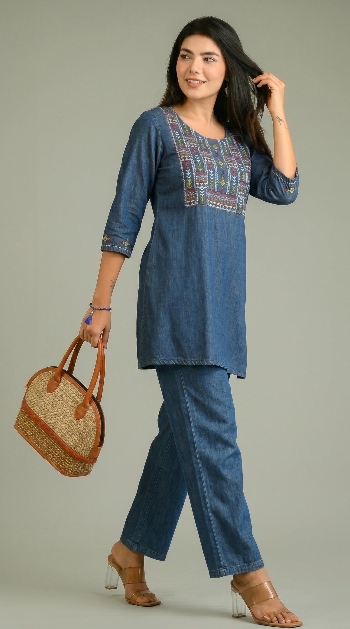 Denim Meets Heritage Co-ord Set - Etiquette Apparel 
