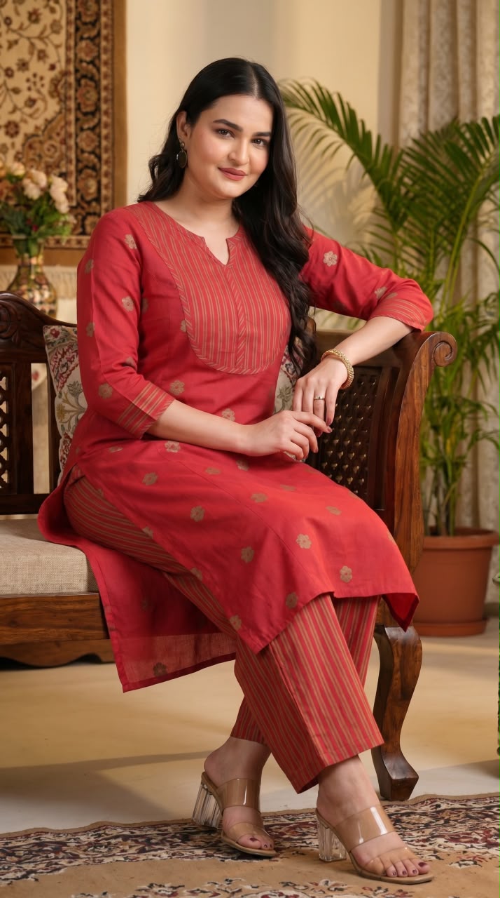 Jamdani Straight Kurta Set - Etiquette Apparel