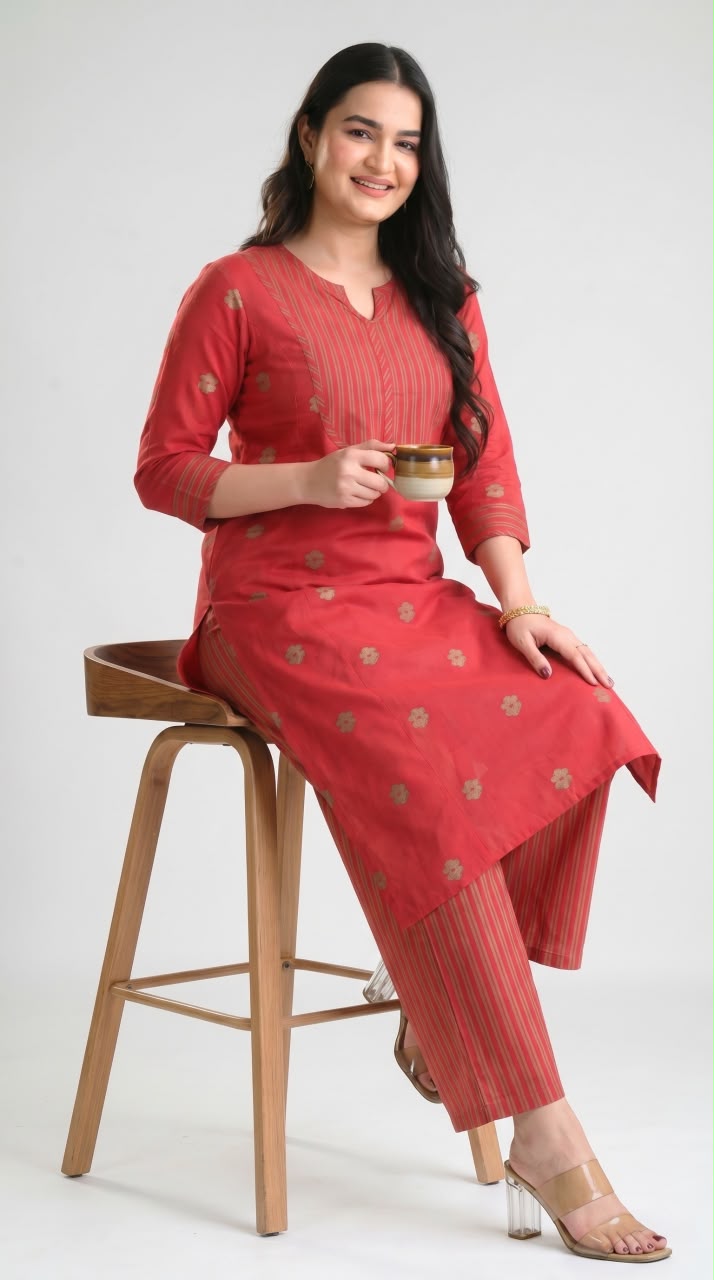 Jamdani Straight Kurta Set - Etiquette Apparel