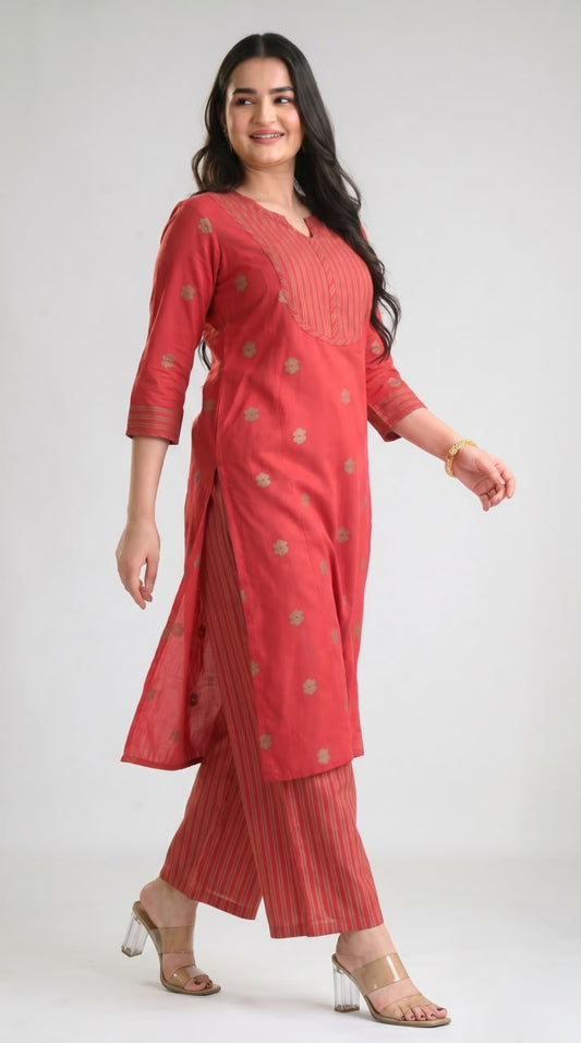 Jamdani Straight Kurta Set - Etiquette Apparel