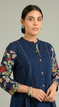 Product Carousel Image 1: Handpainted Denim Sleeved Top