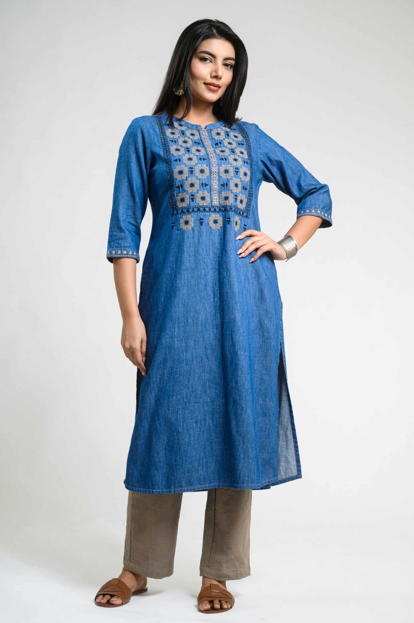 Elevate Your Workwear with Denim Kurta - Etiquette Apparel