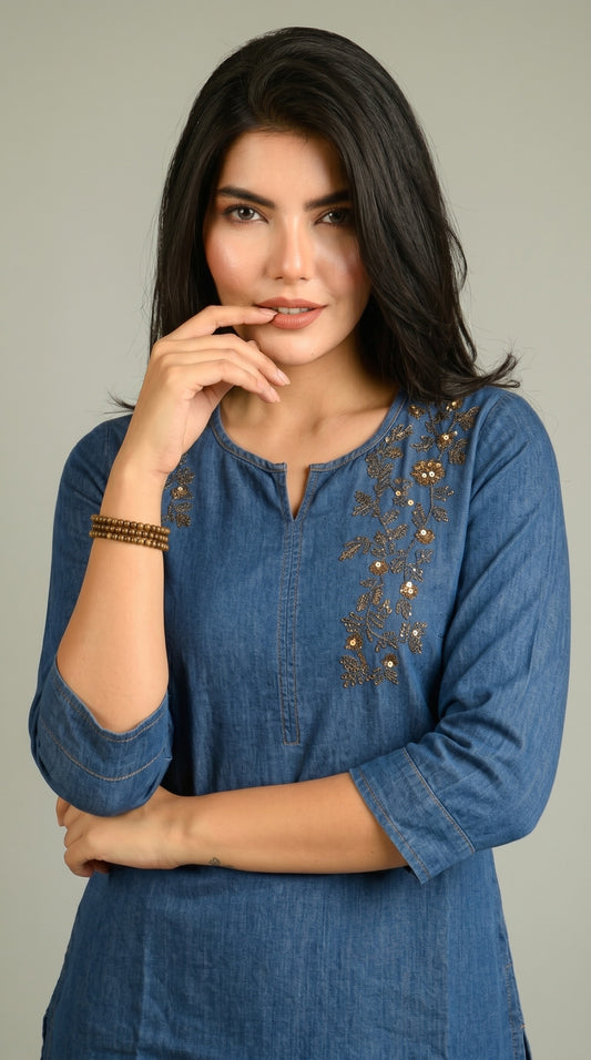 Rustic Charm in Denim Co-ord set - Etiquette Apparel 