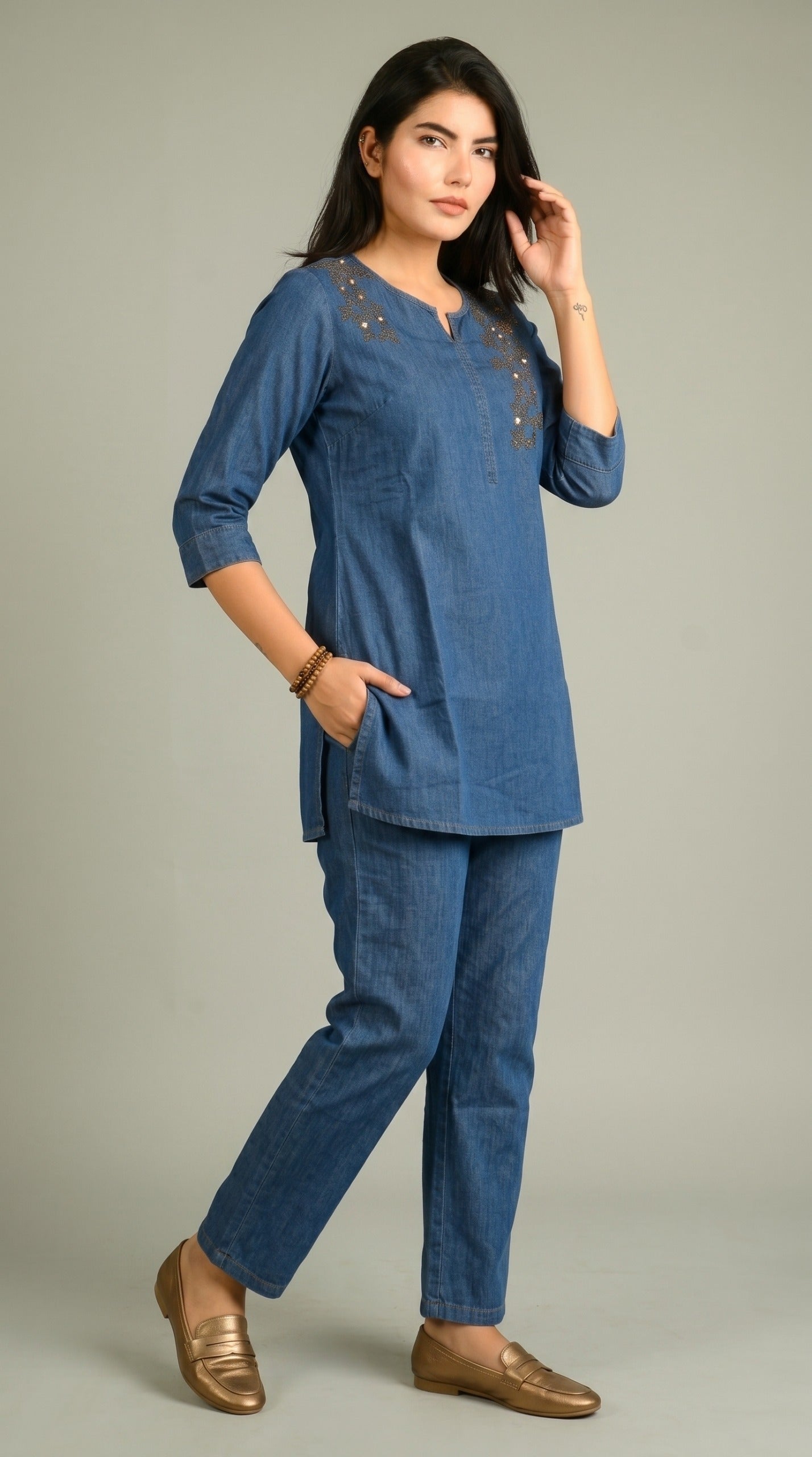 Product Carousel Image 4: Rustic Charm in Denim Co-ord set