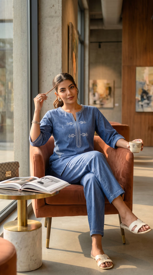 Easy Breezy Denim Co-ord Set - Etiquette Apparel