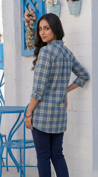 Indigo Plaid Top