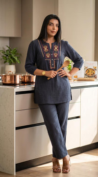 Embroidered Co-ord Set – Floral Motif – Anti Fit - Etiquette Apparel