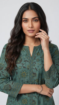 Floral Print Kurta With Geometric Touch