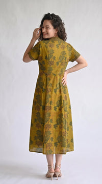 Botanical Print Cotton Dress - Etiquette Apparel