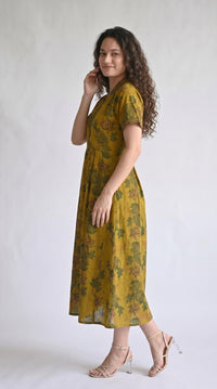 Botanical Print Cotton Dress - Etiquette Apparel