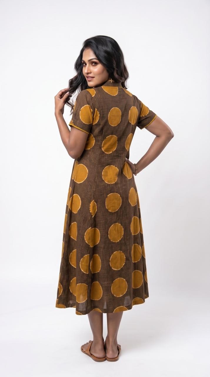 Abstract Polka Print Midi Dress - Etiquette Apparel