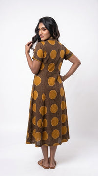 Abstract Polka Print Midi Dress - Etiquette Apparel