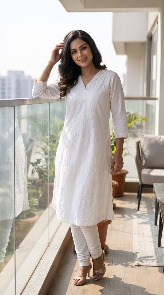 Tonal Embroidered Straight Kurta - Etiquette Apparel