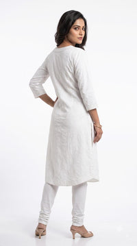Tonal Embroidered Straight Kurta - Etiquette Apparel
