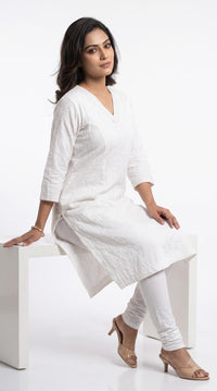 Tonal Embroidered Straight Kurta - Etiquette Apparel