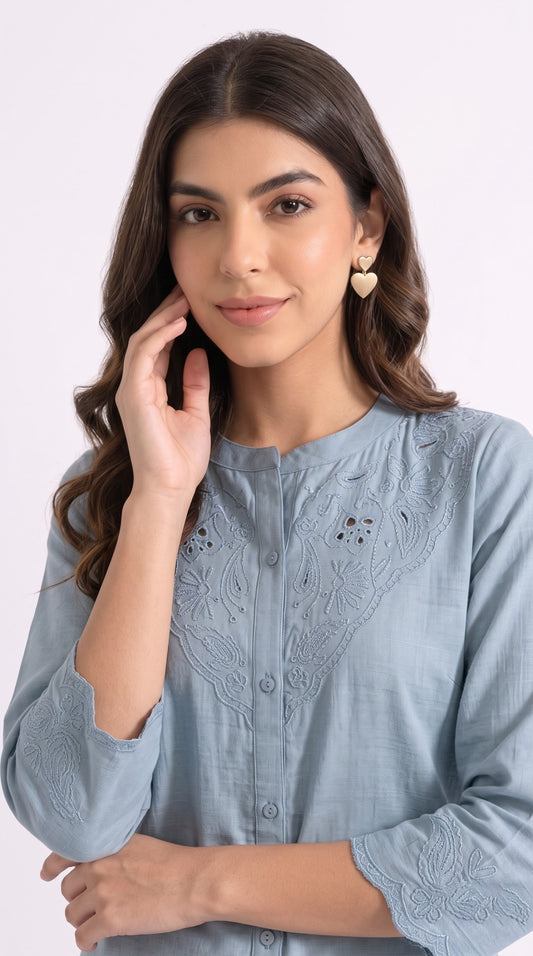Embroidered Tunic Top - Etiquette Apparel