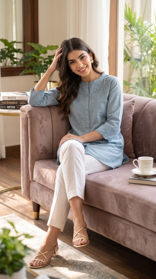 Embroidered Tunic Top - Etiquette Apparel