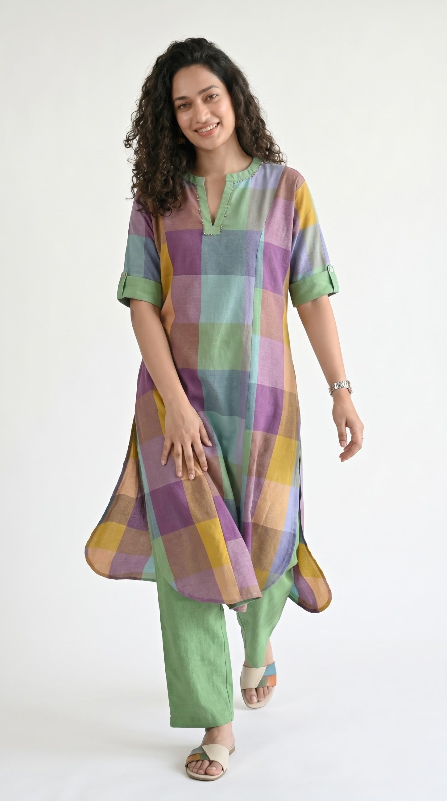 Timeless Madras Checks kurta Set