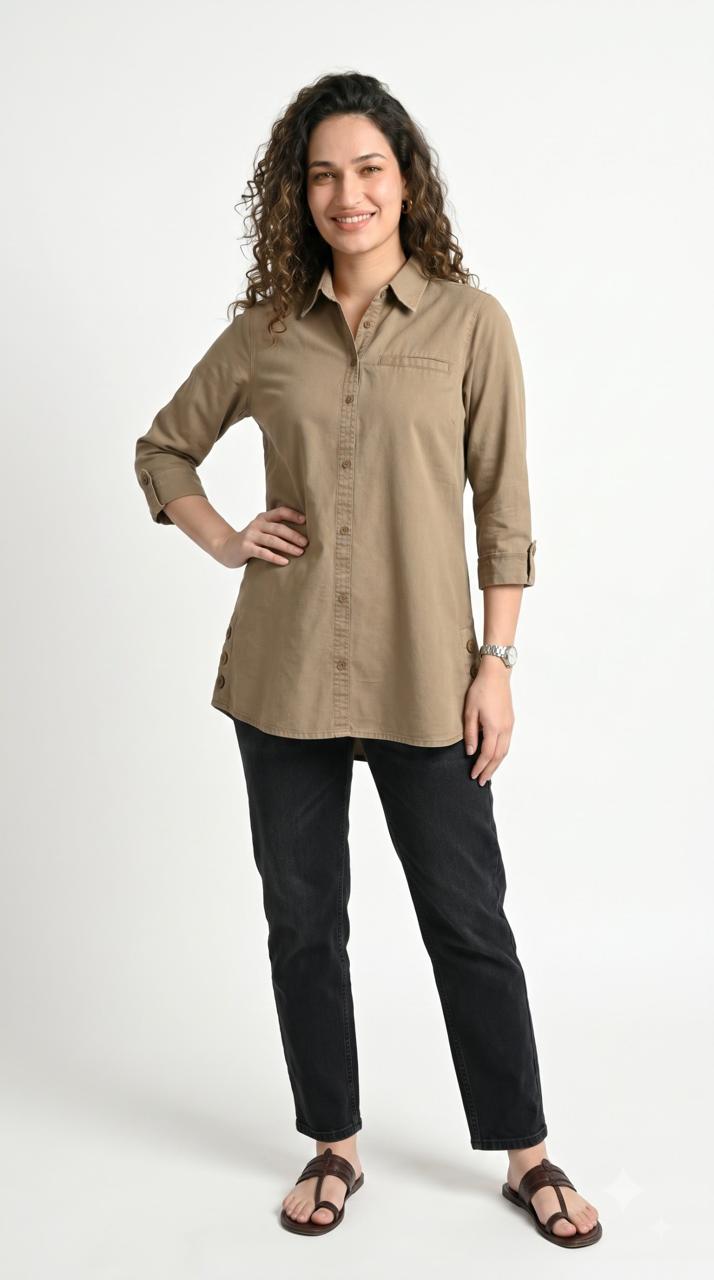 Buttoned Longline Shirt