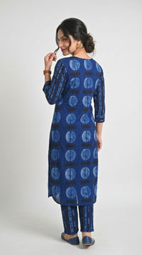 Indigo Geometric Printed Kurta Set