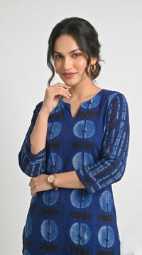 Indigo Geometric Printed Kurta Set