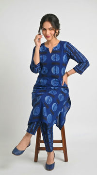 Indigo Geometric Printed Kurta Set
