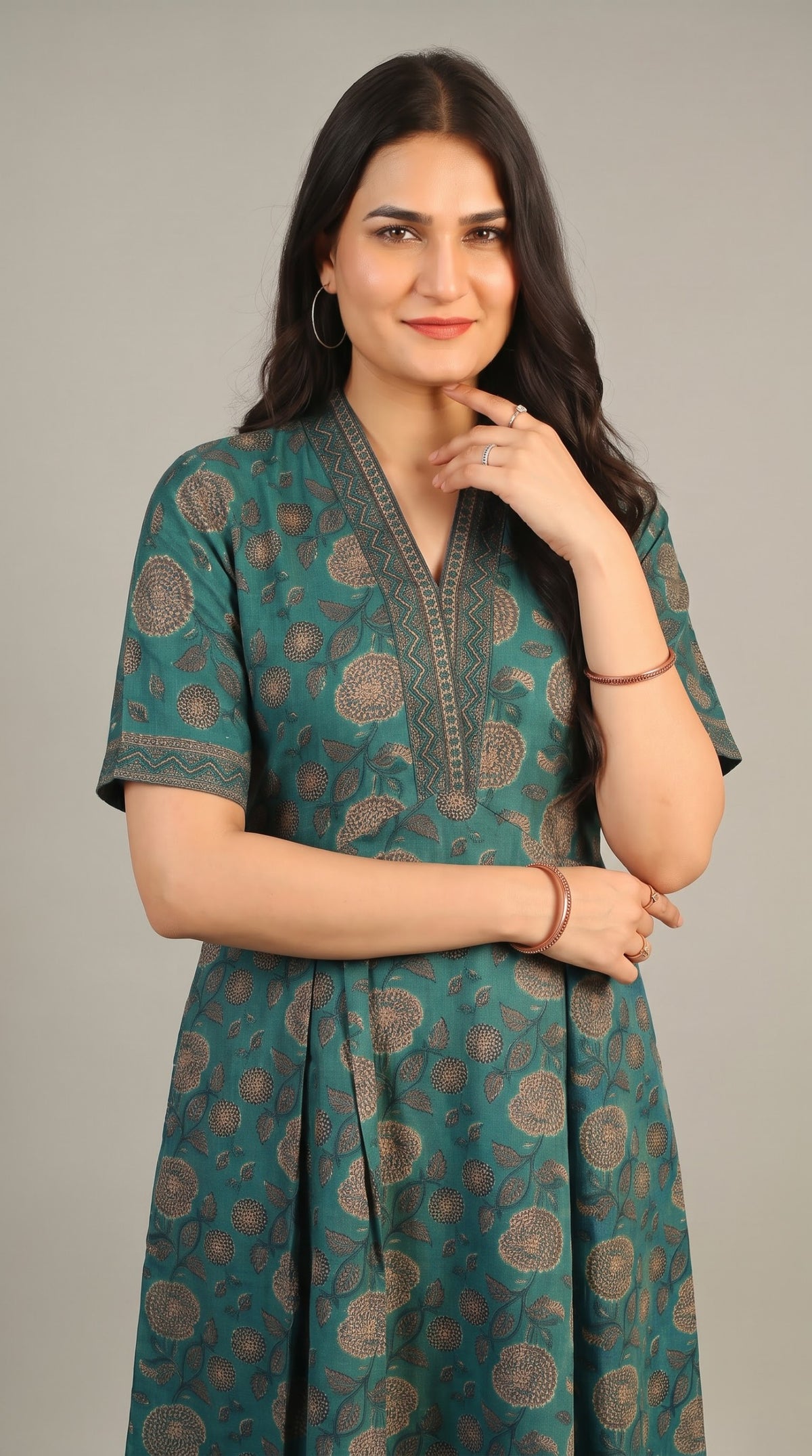 Botanical Print Cotton Dress - Etiquette Apparel