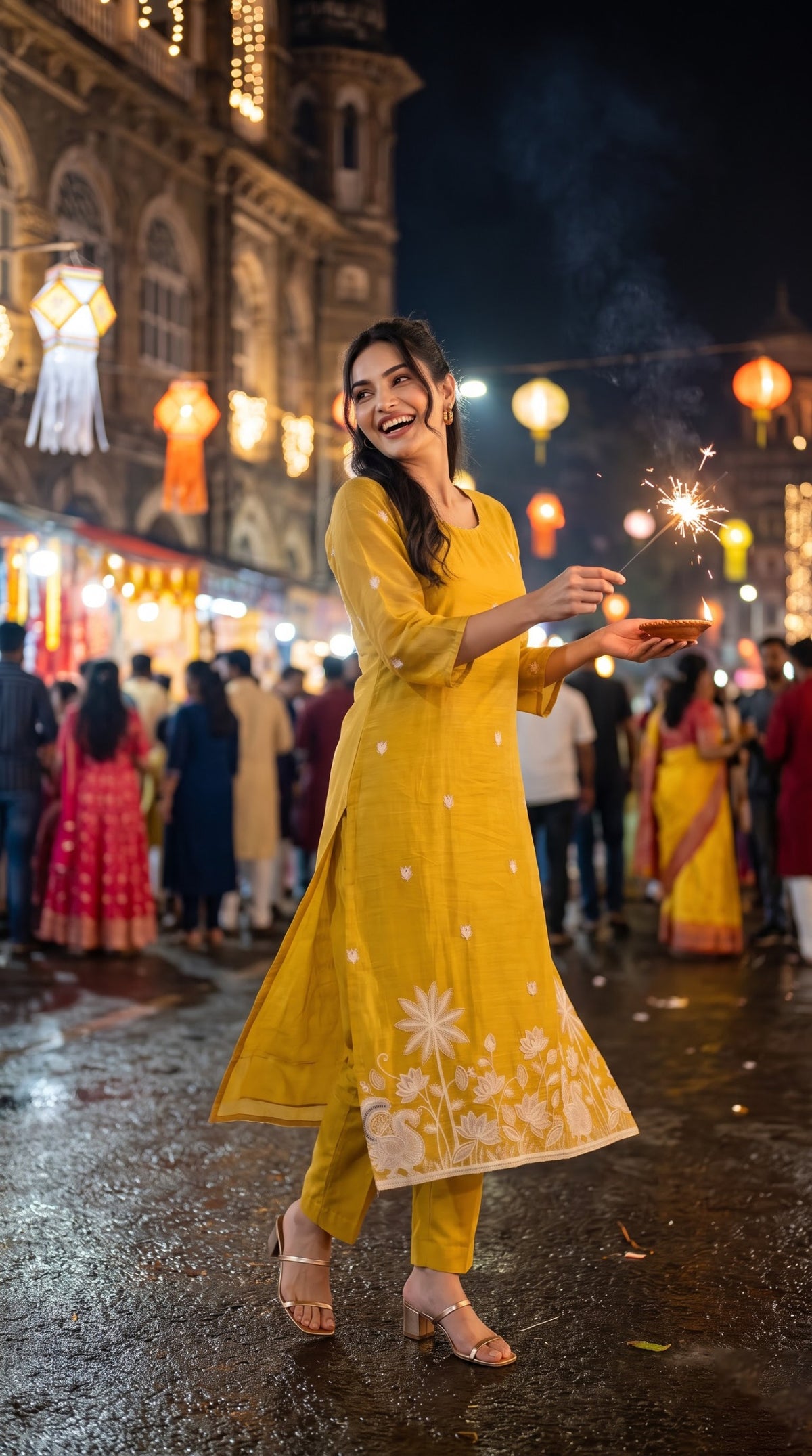 Chanderi Floral Charm Kurta Set