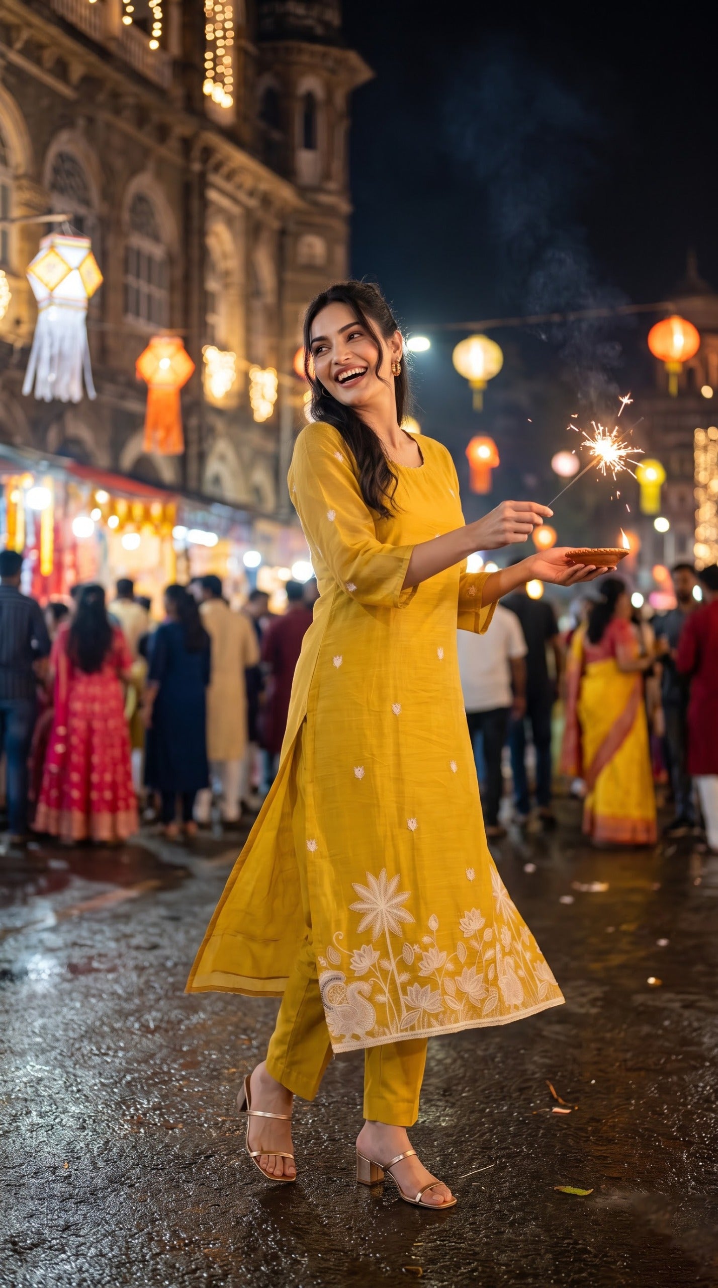Chanderi Floral Charm Kurta Set