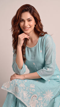 Chanderi Floral Charm Kurta Set