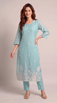 Chanderi Floral Charm Kurta Set