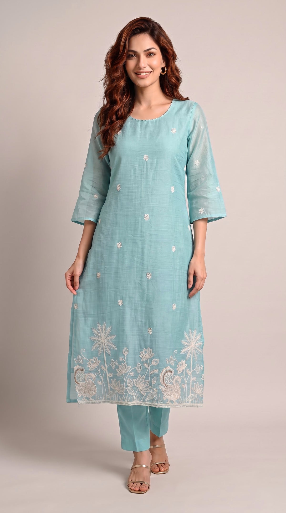 Chanderi Floral Charm Kurta Set