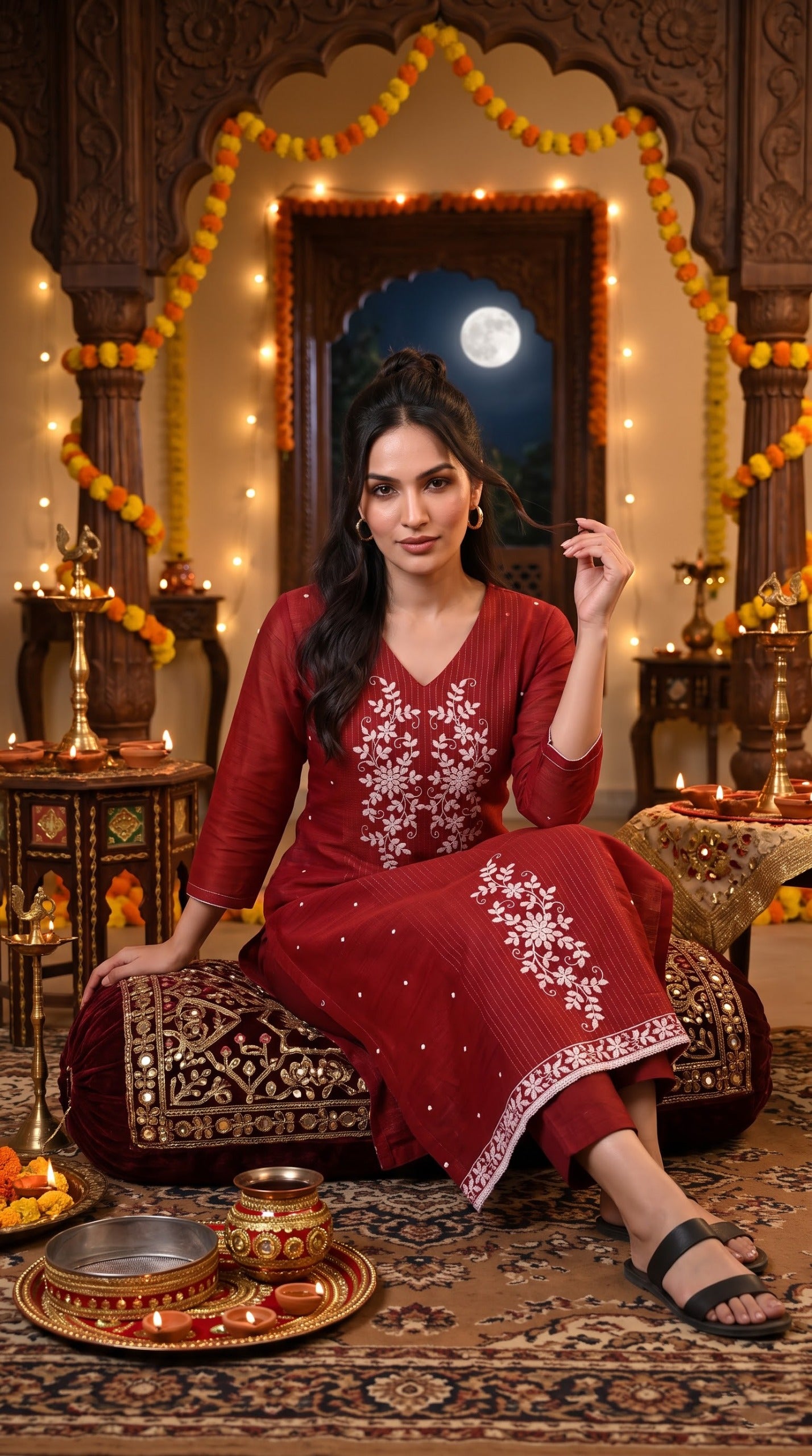 Chanderi Floral Elegance Kurta Set