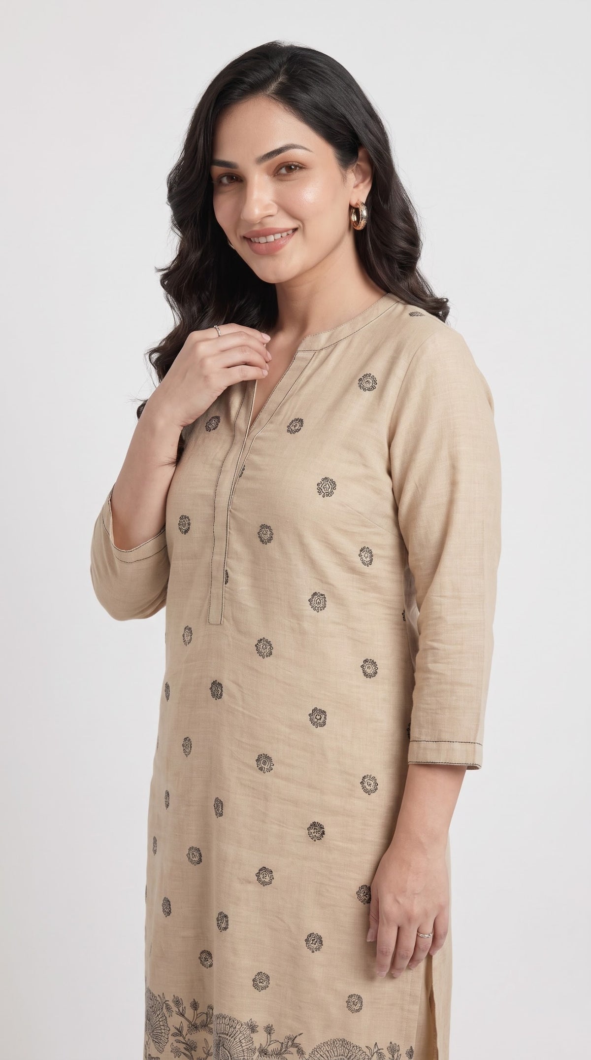 Chanderi Floral Border Kurta Set