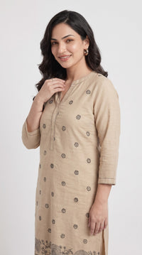 Chanderi Floral Border Kurta Set