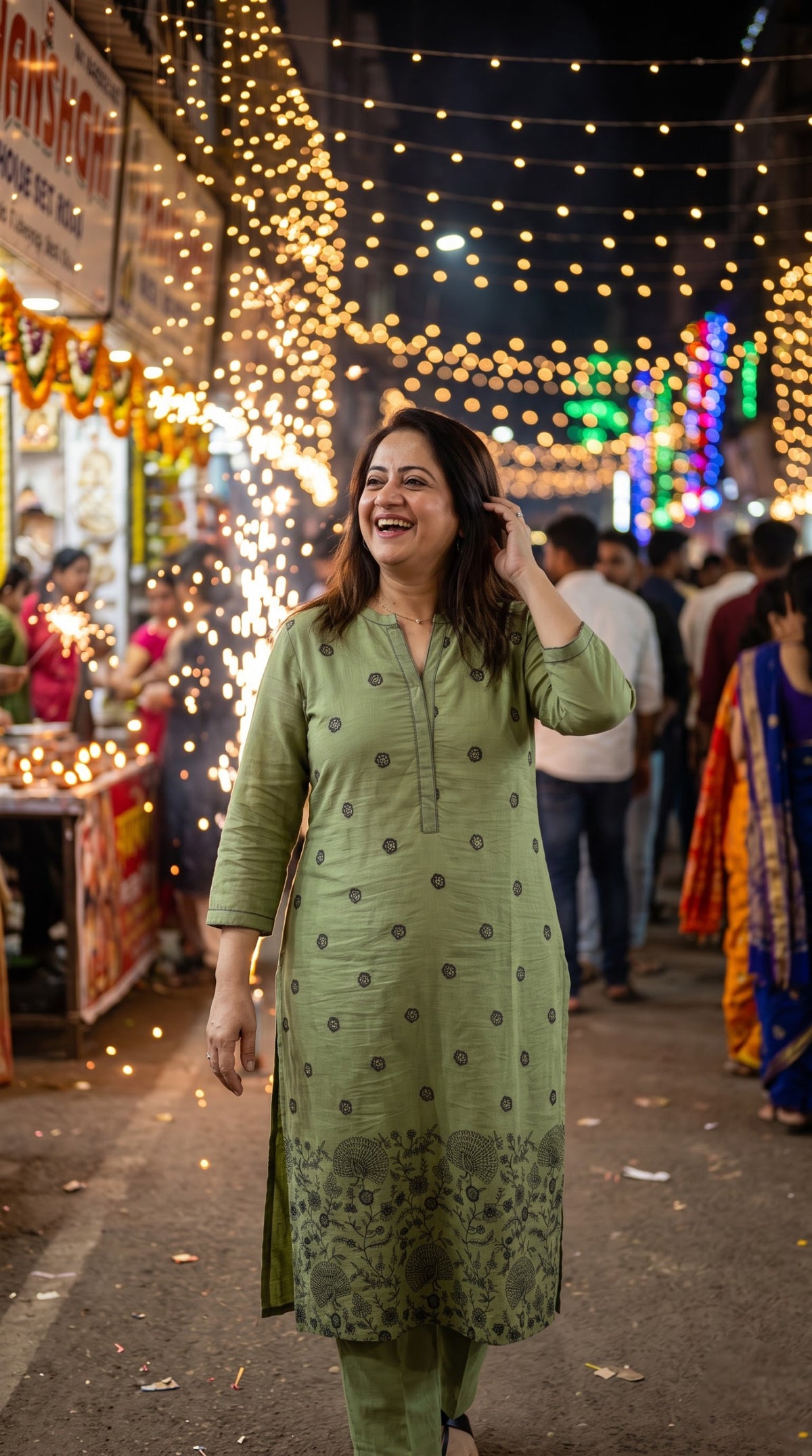 Chanderi Floral Border Kurta Set