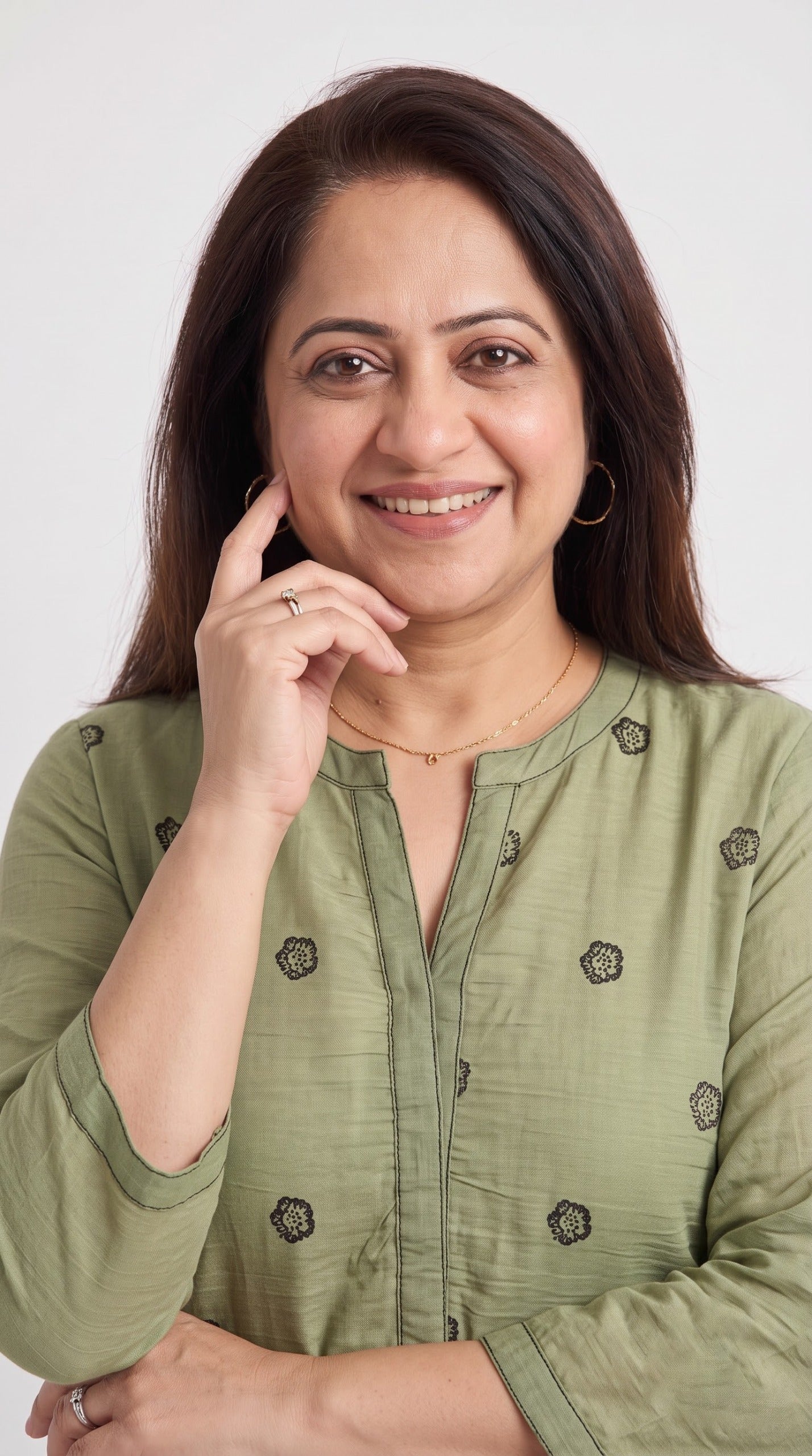 Chanderi Floral Border Kurta Set