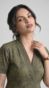 Botanical Print Cotton Dress - Etiquette Apparel