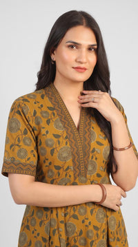 Botanical Print Cotton Dress - Etiquette Apparel