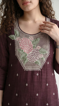 Chanderi Floral Grace Kurta Set - Etiquette Apparel